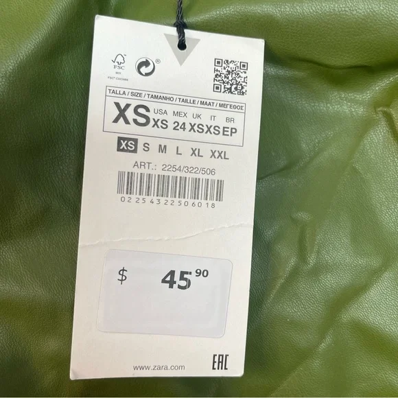 Zara Faux Leather Bustier Bodysuit Olive Green - Picture 6 of 9